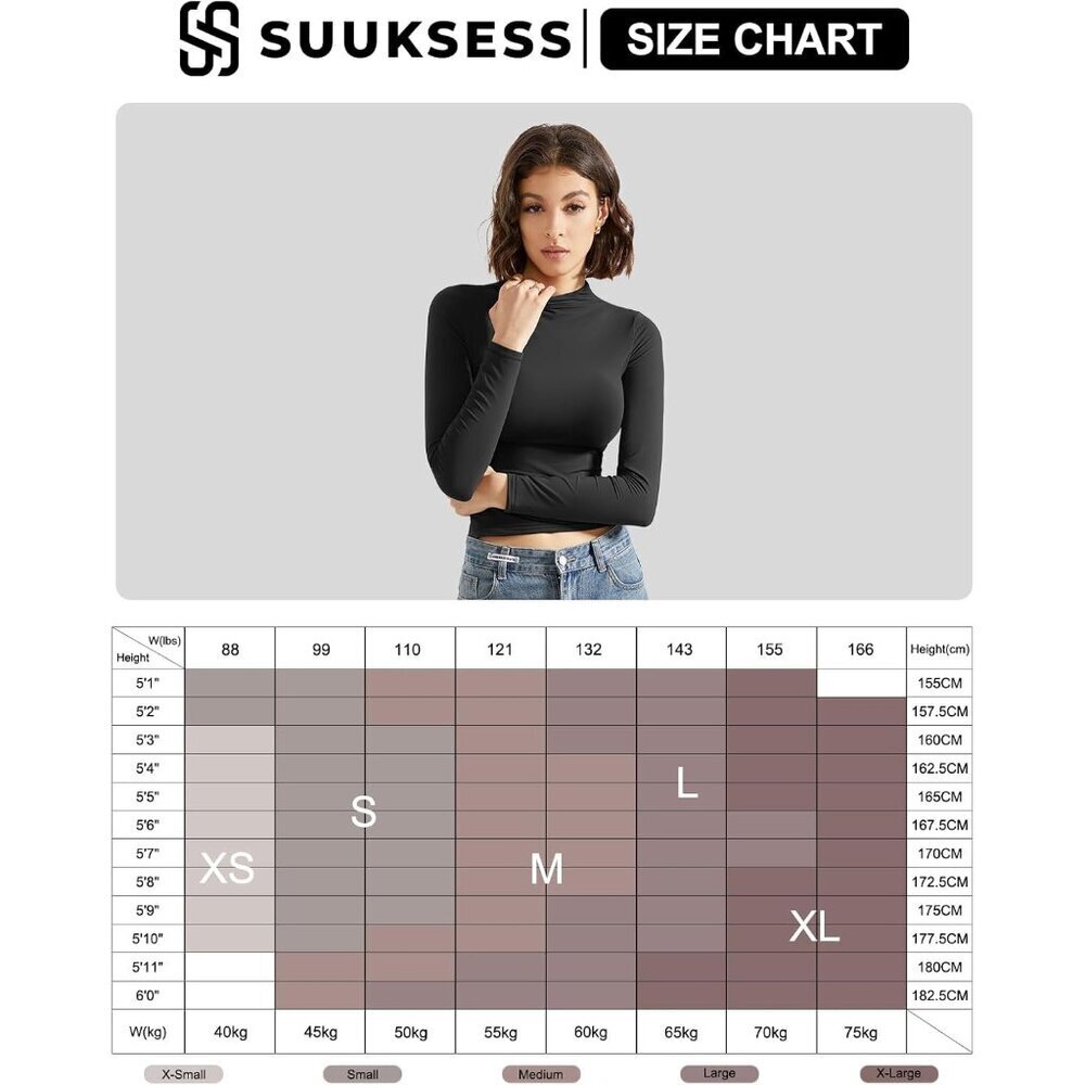 Women Double Lined Mock Turtle Neck Long Sleeve Fitted Y2K Crop Top - Picture 7 of 7